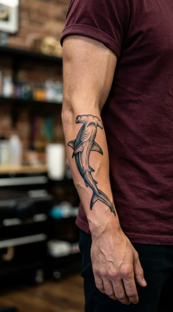 Hammerhead Shark Forearm Tattoo