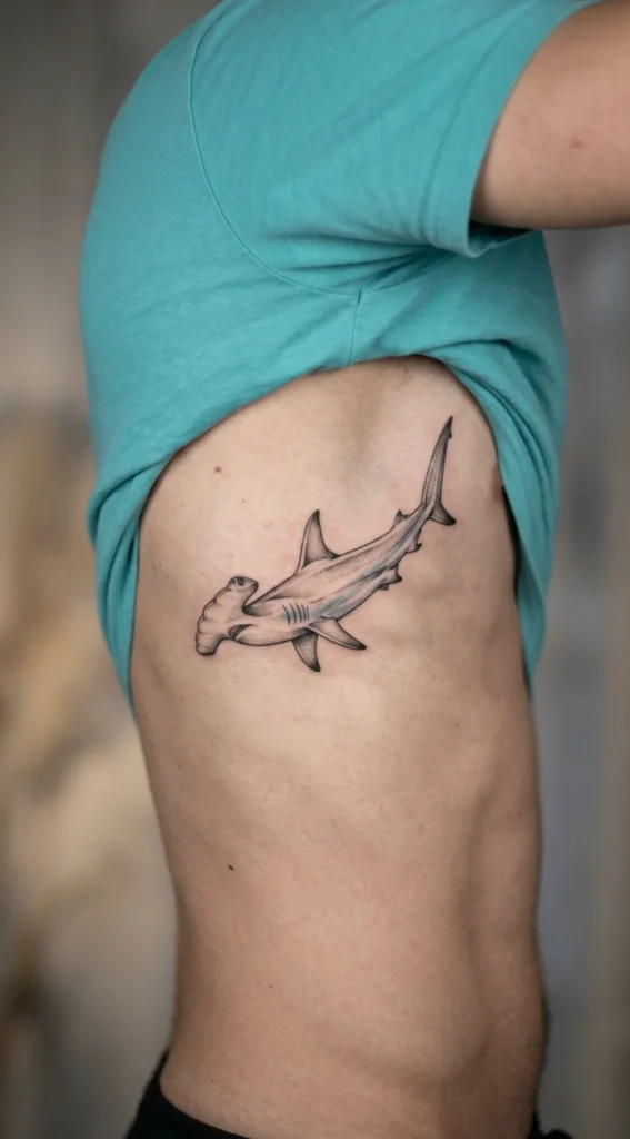 Hammerhead Shark Rib Tattoo