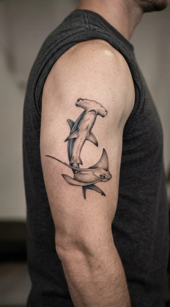 Hammerhead Shark and Stingray