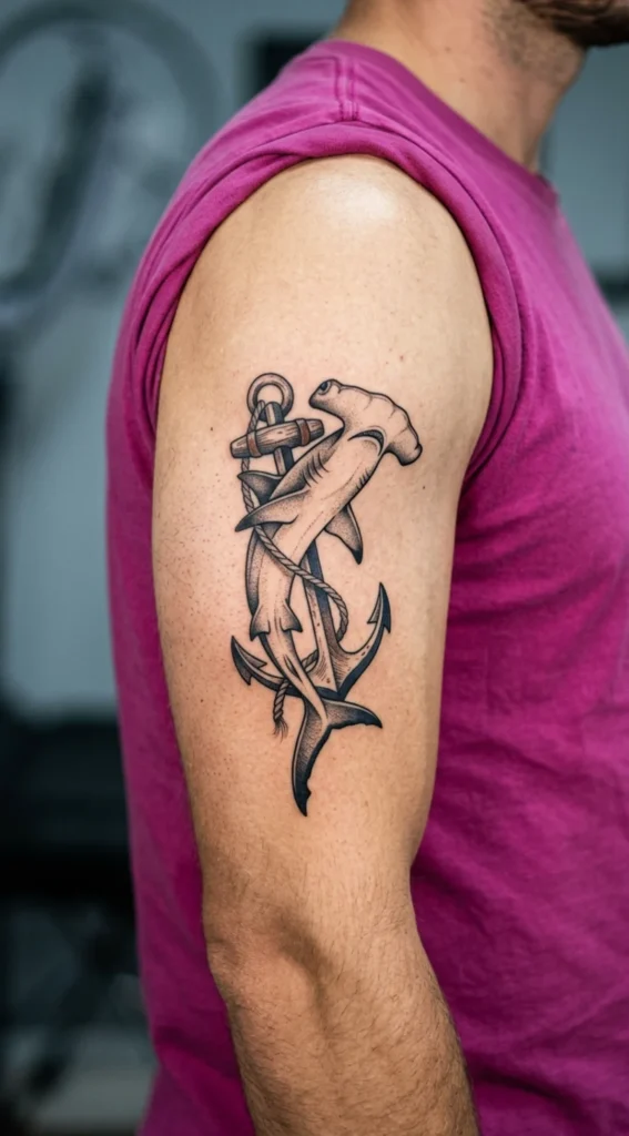 Hammerhead Shark with Anchor