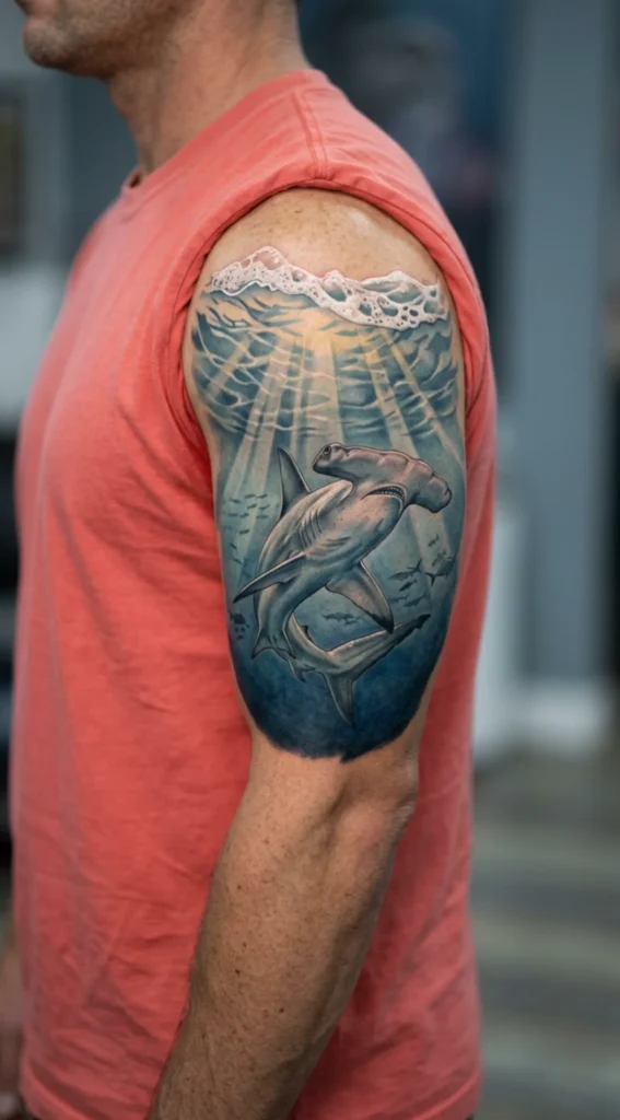 Hammerhead Shark with Ocean Scene