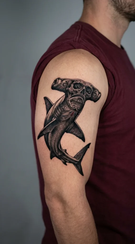 Hammerhead Shark with Skull Design
