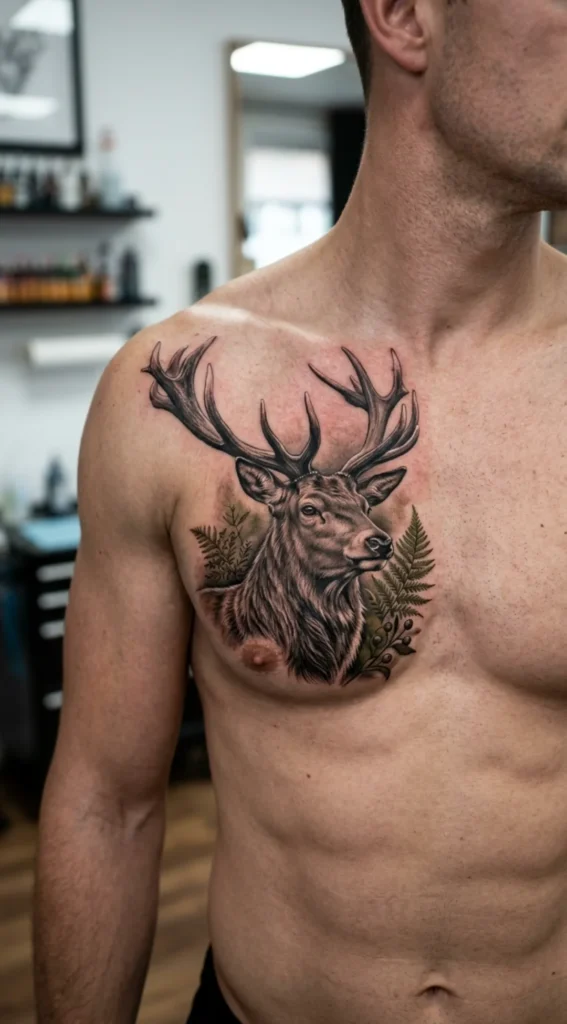 Hyper Realistic Deer Chest Ink