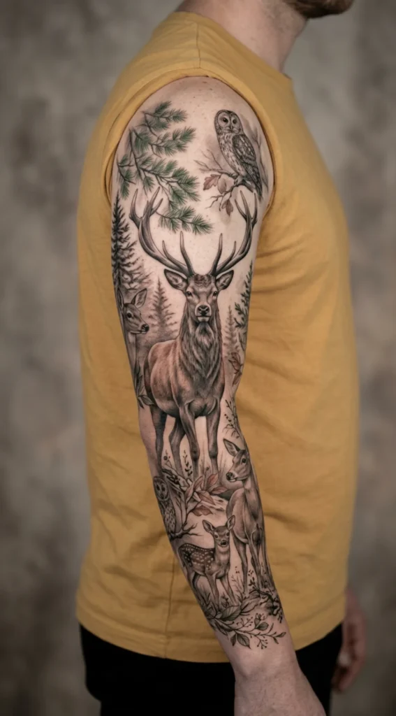 Hyper Realistic Deer Wildlife Sleeve