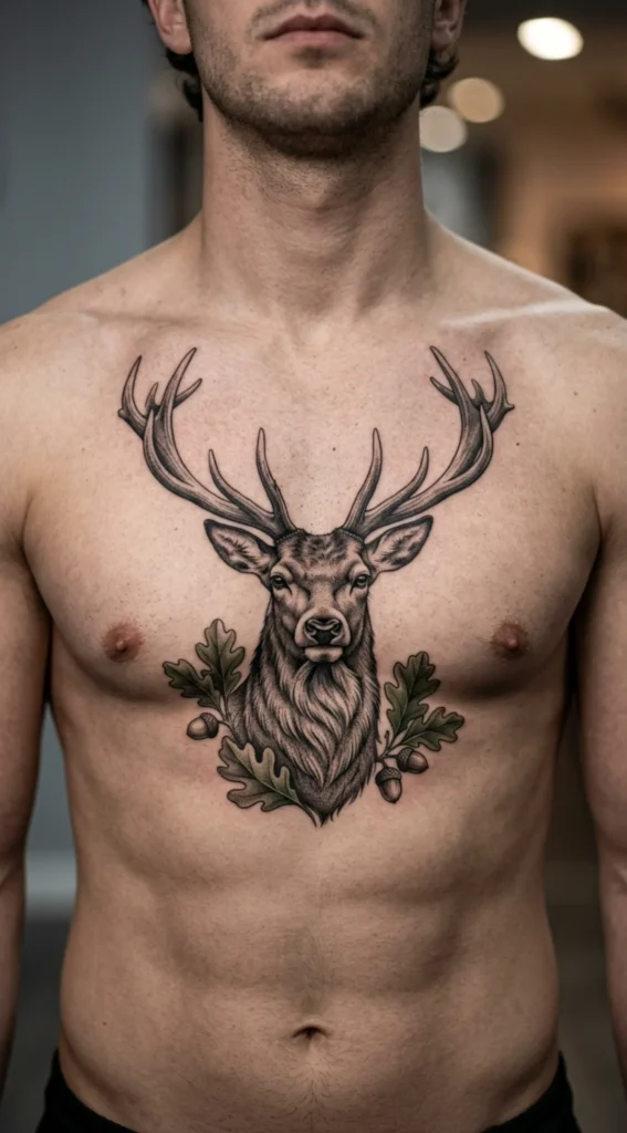 Hyper Realistic Stag Chest Piece