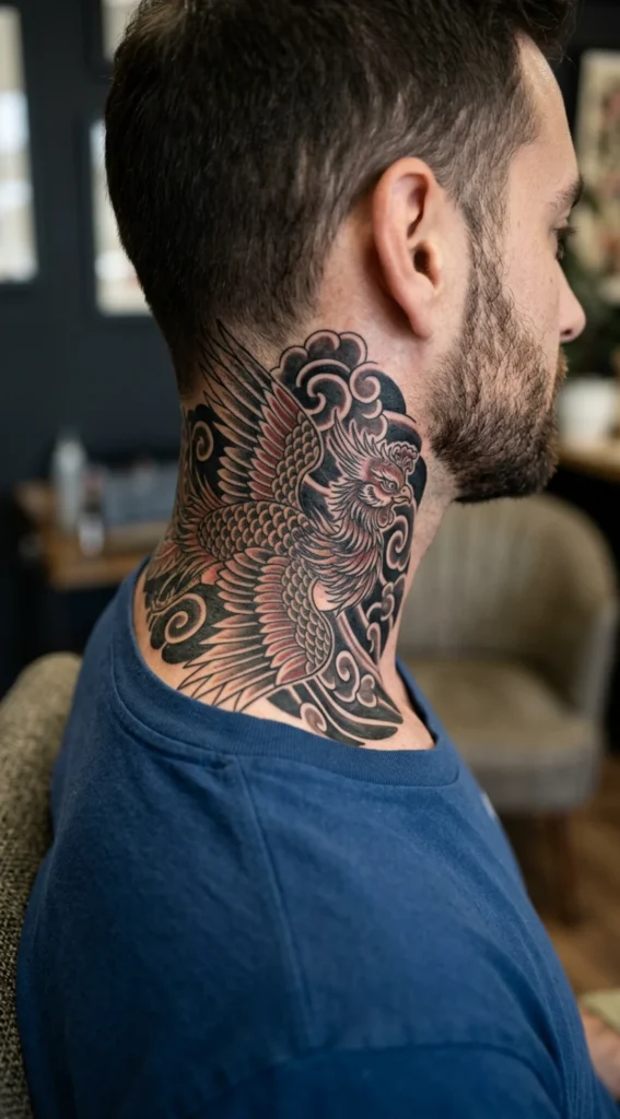 japanese Irezumi Phoenix Wrapping the Neck