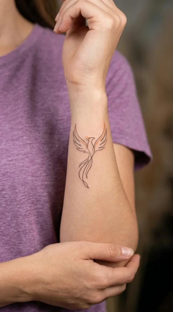 Minimalist Phoenix Rising Outline