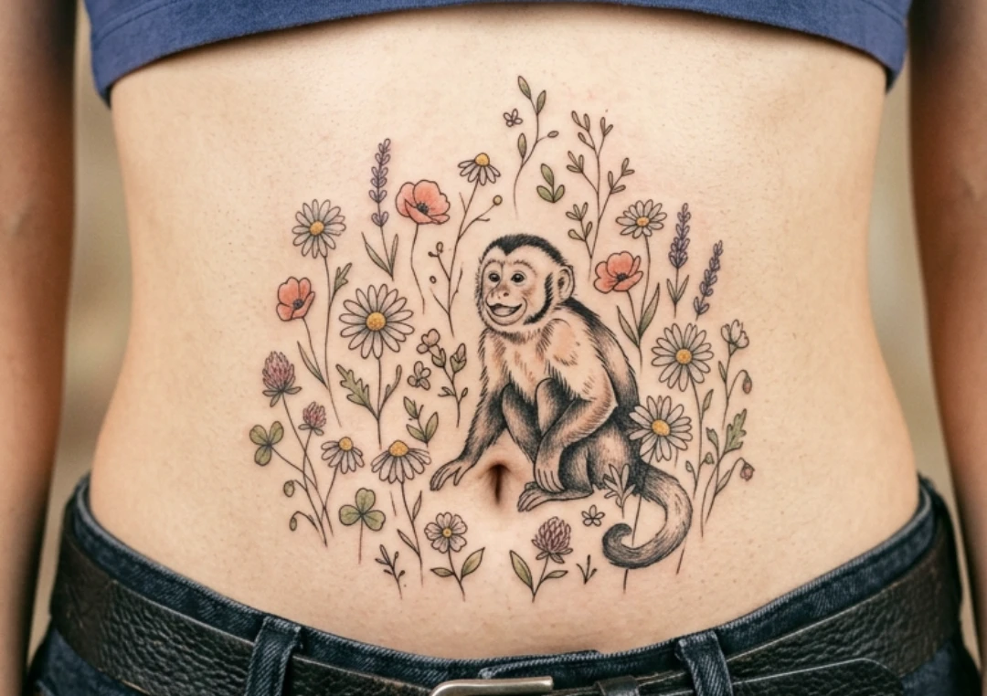 Monkey Belly Button Tattoo Ideas