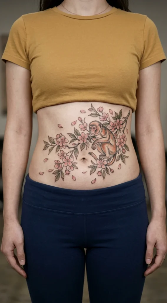 Monkey Belly Cherry Blossom Tattoo