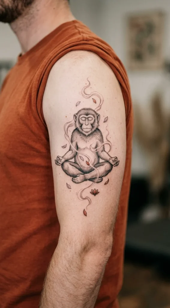 Monkey Meditating in a Zen Pose