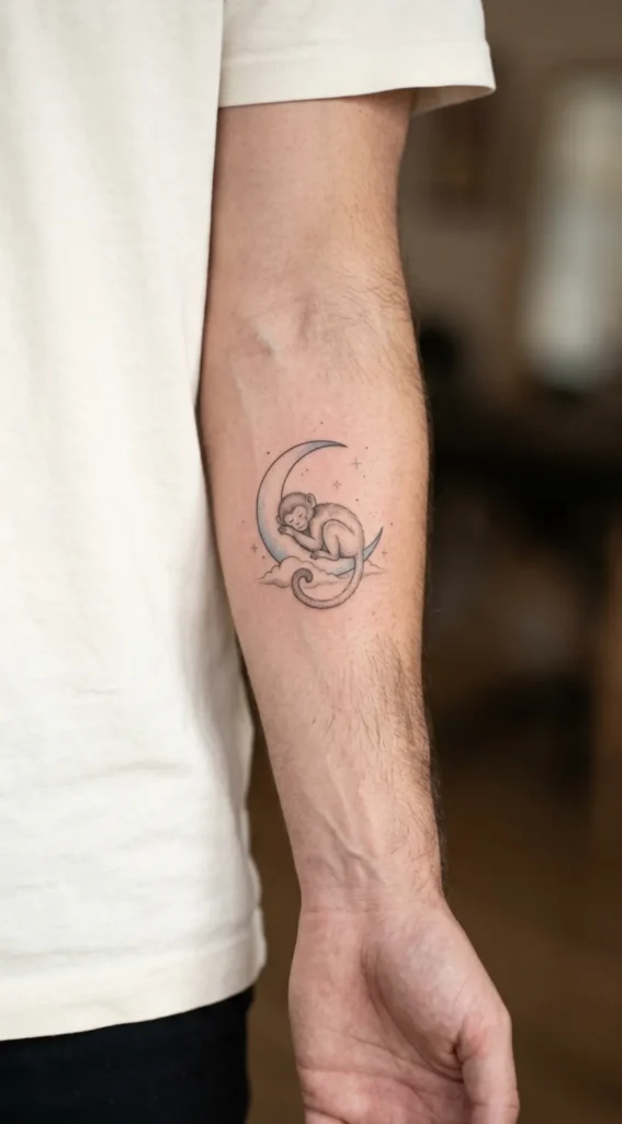 Monkey and Crescent Moon