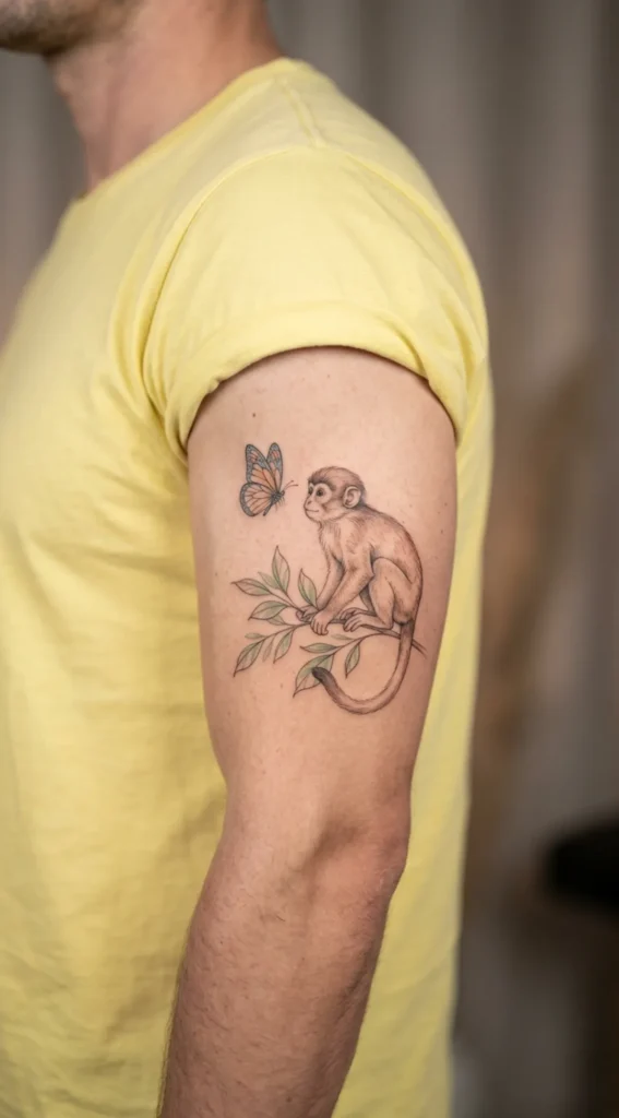 Monkey with Butterfly Companion