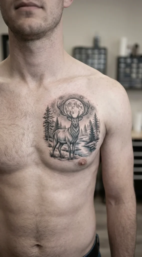 Moonlit Deer Chest Scene
