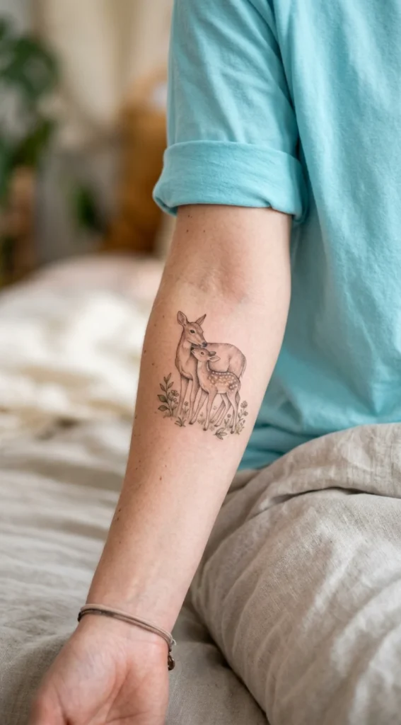 Mother Doe and Fawn Tattoo