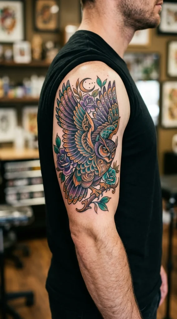Neo Traditional Owl Tattoo