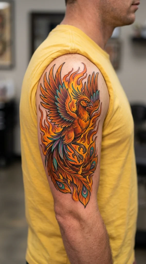 Neo-Traditional Phoenix with Bold Colors