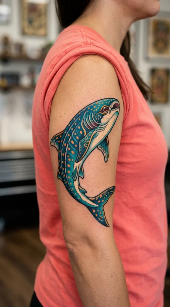 Neo Traditional Whale Shark with Bold Colors