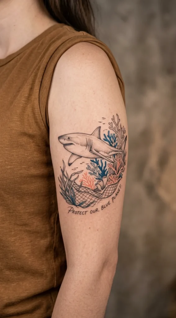 Ocean Conservation Shark Tattoo