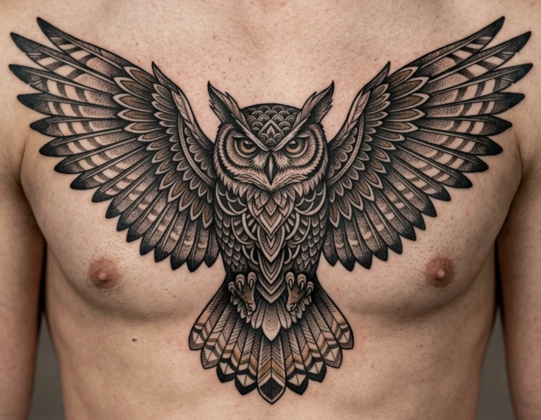 Owl Chest Tattoo Ideas
