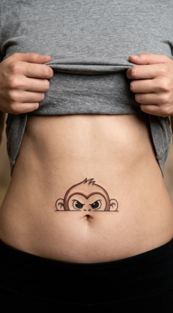 Peeking Monkey Belly Design