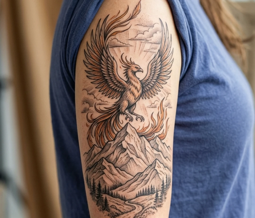 Phoenix Rising from the Ashes Tattoo Ideas