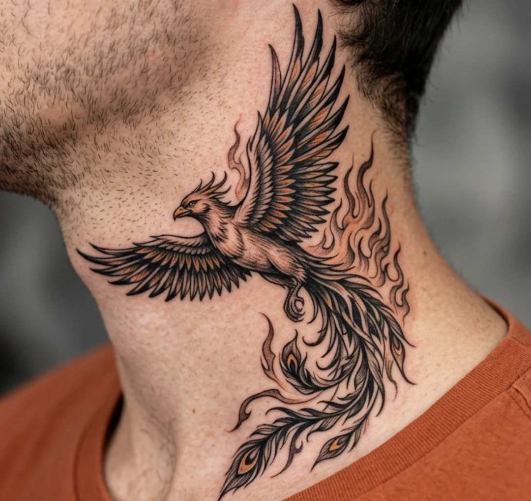 Phoenix Tattoo on Neck Ideas