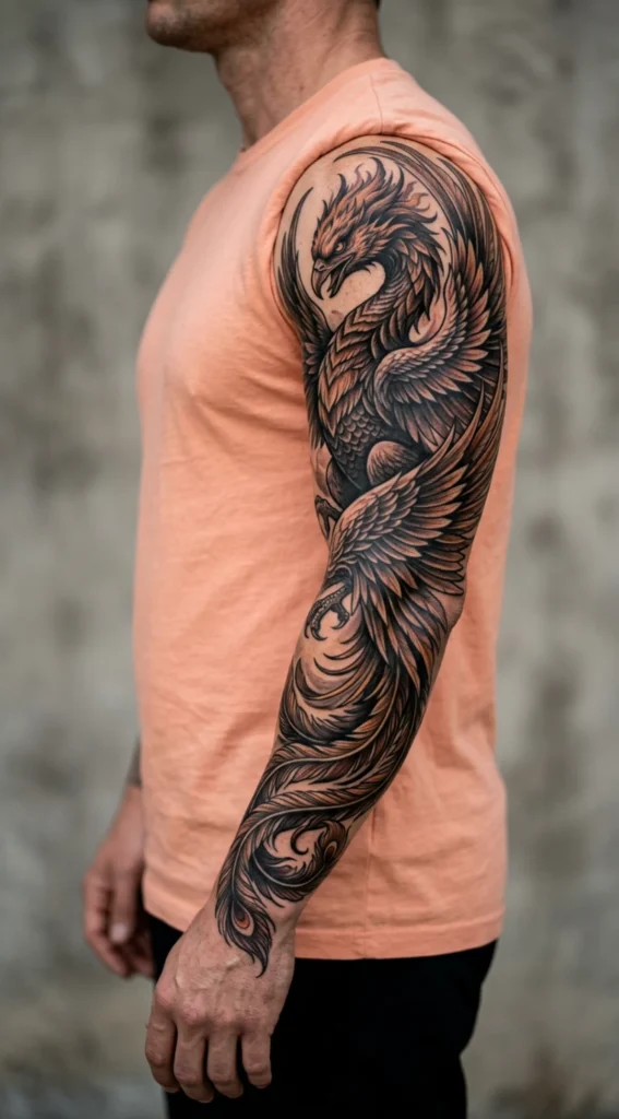 Phoenix Wrapped Around the Arm Sleeve