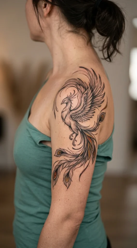 Phoenix Wrapped Around the Shoulder