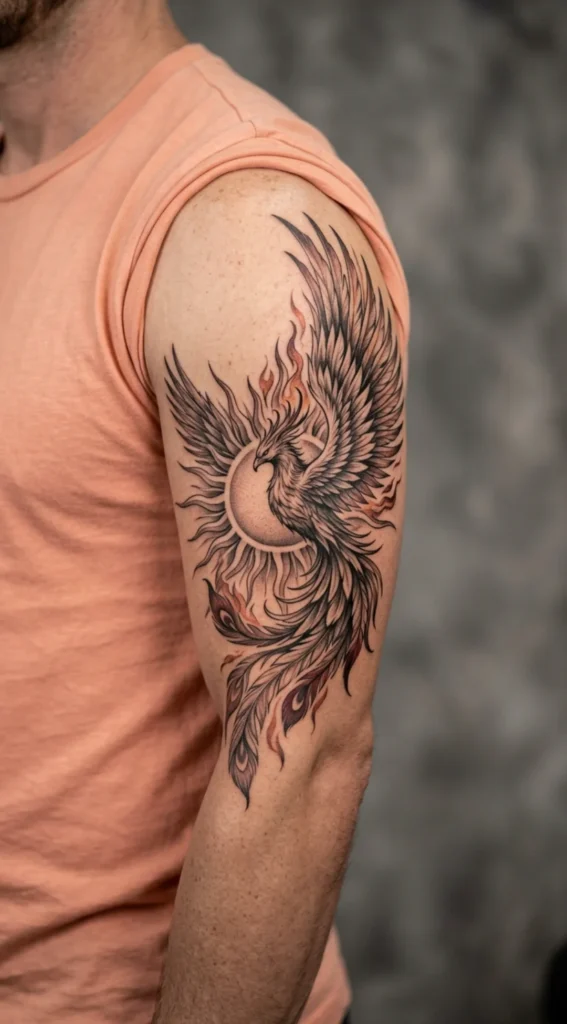 Phoenix and Sun Tattoo