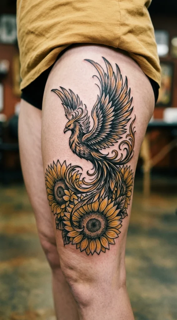 Phoenix and Sunflower Rebirth Design