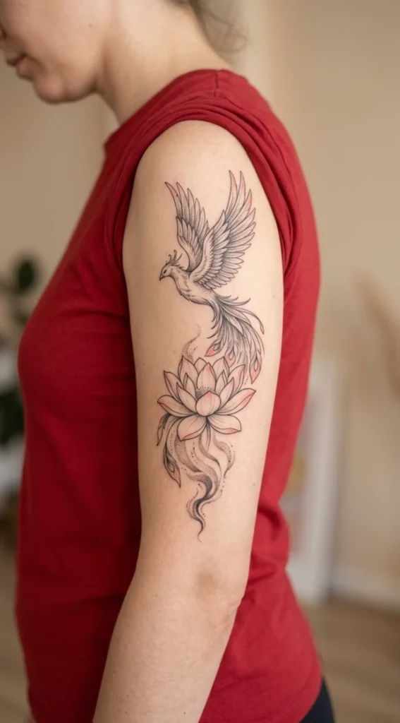  Phoenix with Blooming Lotus and Ashes