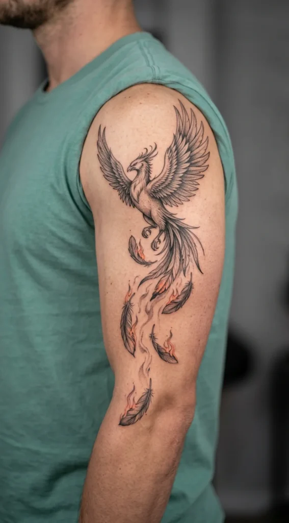 Phoenix with Burning Feathers