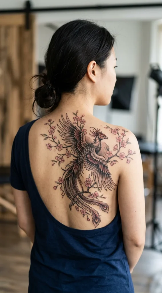 Phoenix with Cherry Blossom Branches