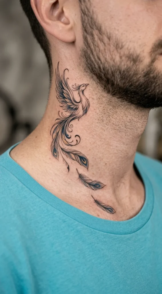Phoenix with Feather Trail Flowing to the Chest