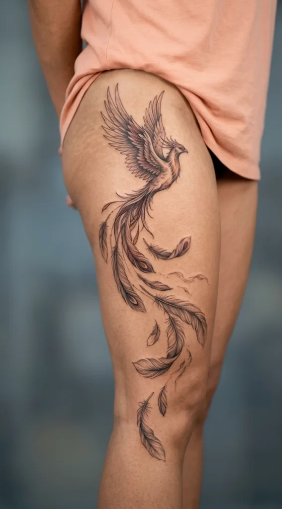 Phoenix with Flowing Feather Trail