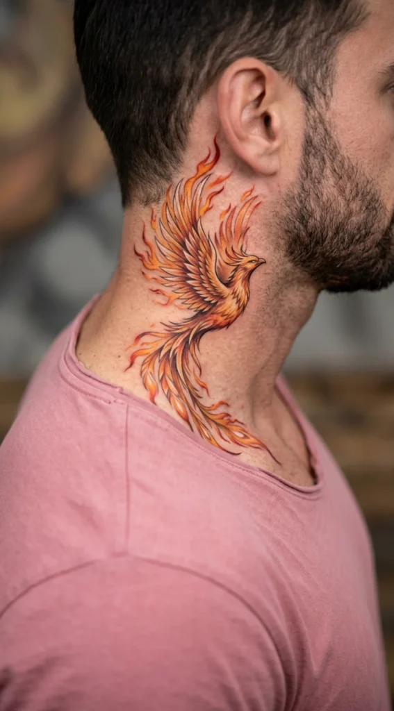 Phoenix with Flowing Fire Feathers
