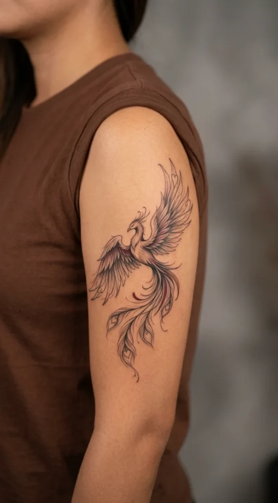 Phoenix with Heart-Shaped Feather Details