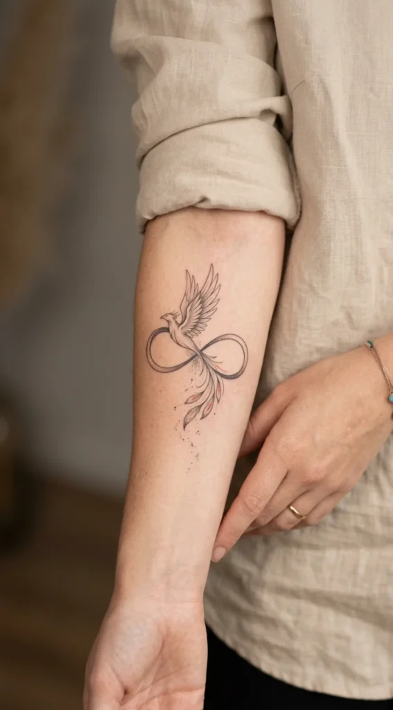 Phoenix with Infinity Symbol and Ashes