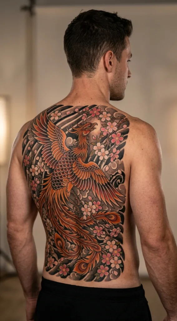 Phoenix with Japanese Cherry Blossoms