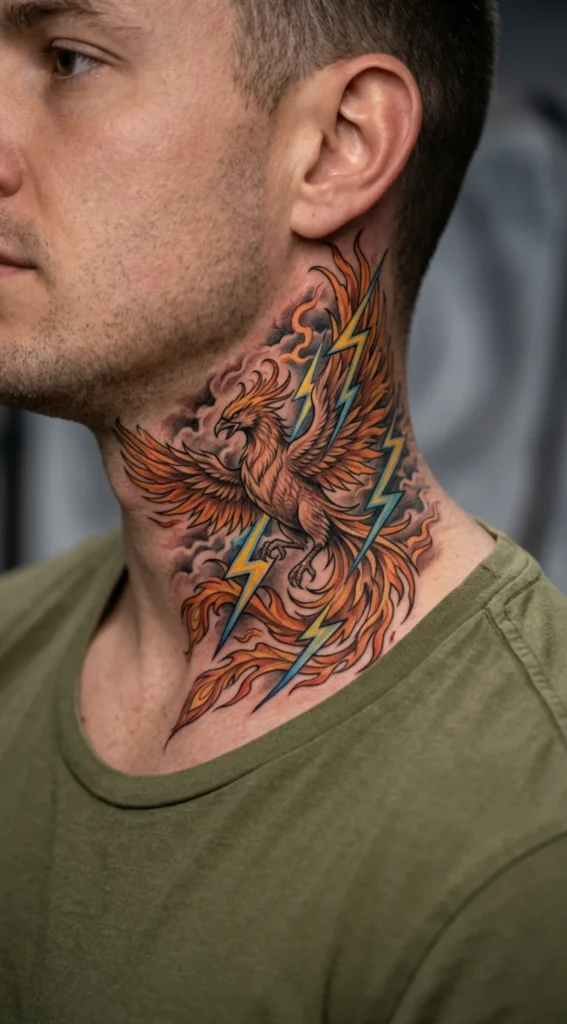 Phoenix with Lightning and Fire Composition