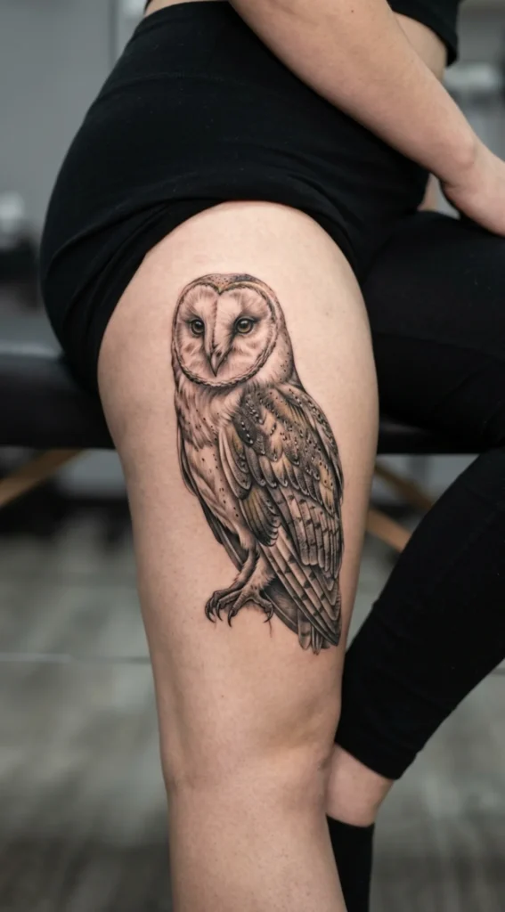 Realistic Barn Owl Tattoo