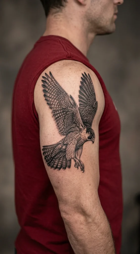 Realistic Falcon in Mid-Flight