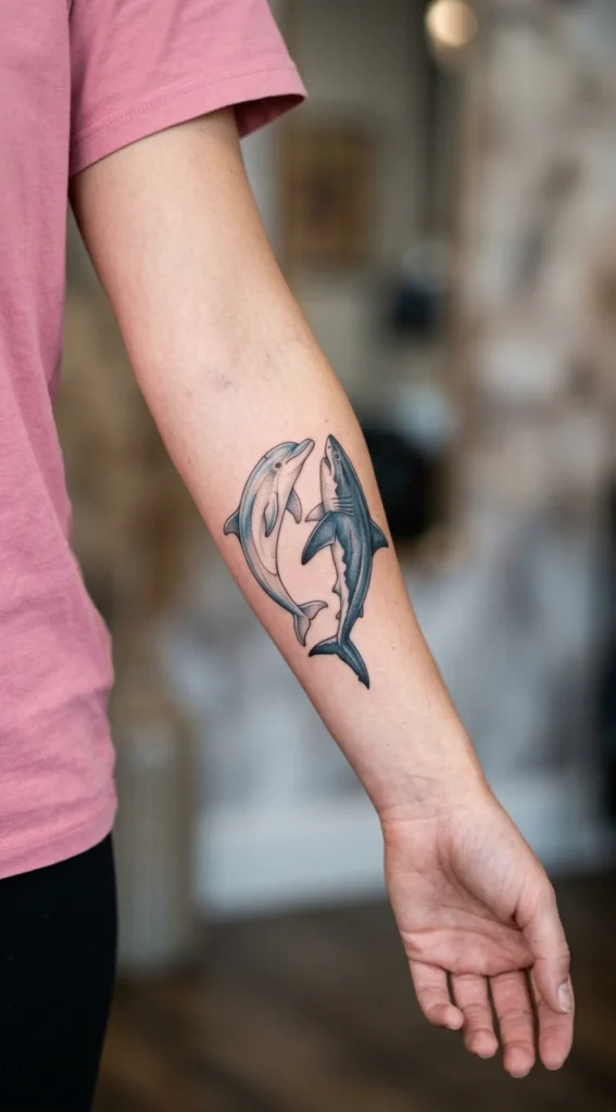 Shark and Dolphin Tattoo