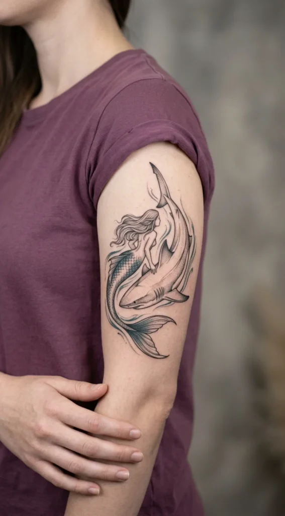 Shark and Mermaid Tattoo