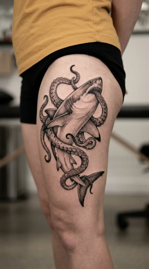 Shark and Octopus Tattoo