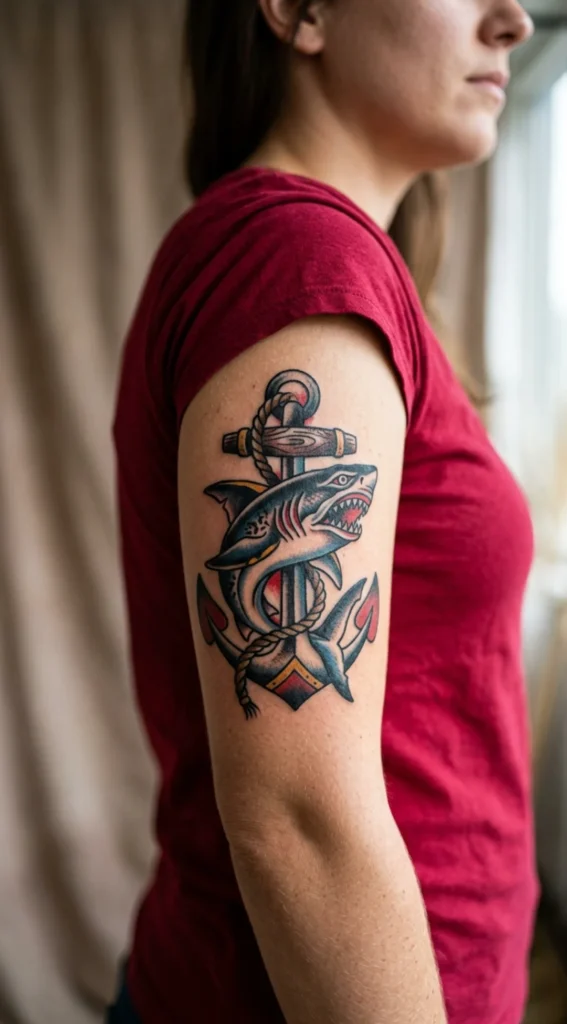 Shark with Anchor Tattoo