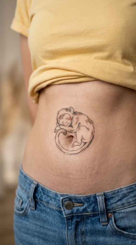 Sleeping Monkey Belly Design