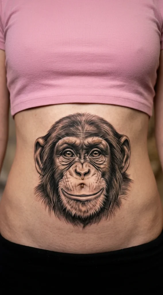 Smiling Monkey Belly Portrait