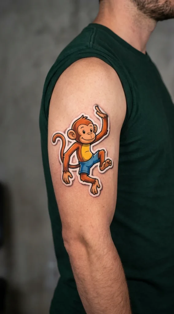 Sticker Style Monkey Tattoo