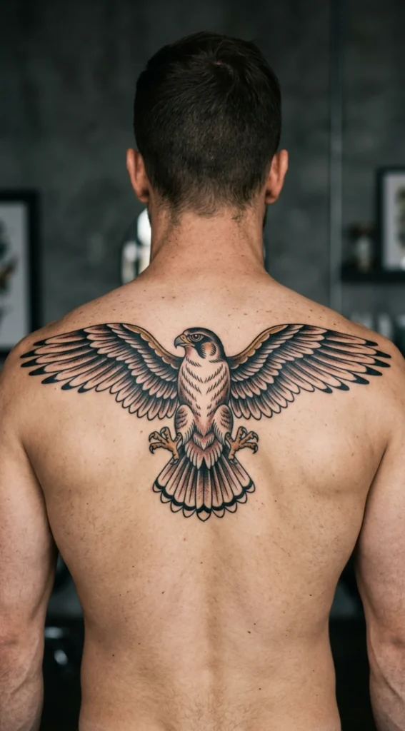 Traditional Falcon with Bold Spread Wings